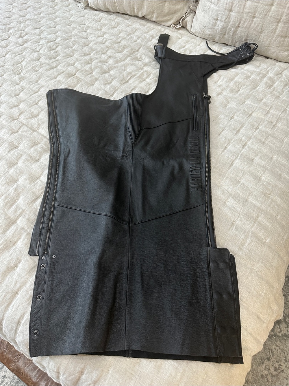 Harley-Davidson Black Leather Bib Chaps